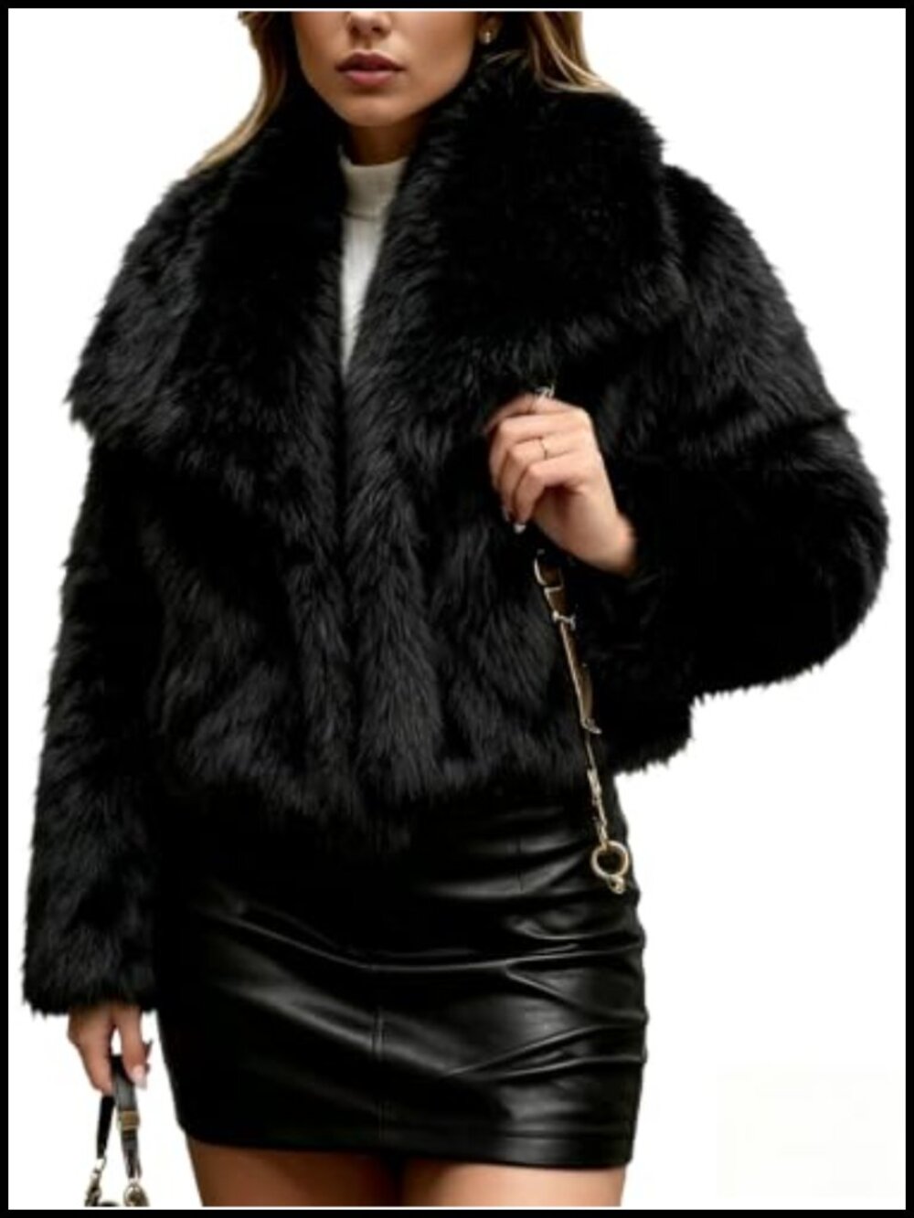 Women Faux Fur Coat Fluffy Crop Shaggy Winter Jacket